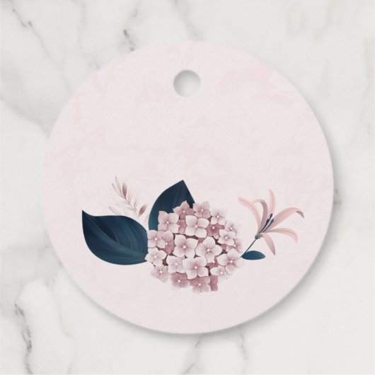 Dehydrangea und Blätter der Marine aus staubigen R Geschenkanhänger (Rückseite)