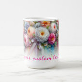 Dein benutzerdefinierter Text Wasserfarben Blumen Kaffeetasse (Mittel)