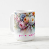 Dein benutzerdefinierter Text Wasserfarben Blumen Kaffeetasse (Vorderseite Links)