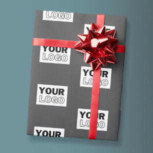 Dein Bilddesign oder Firmenlogo gekachelt Grau Geschenkpapier