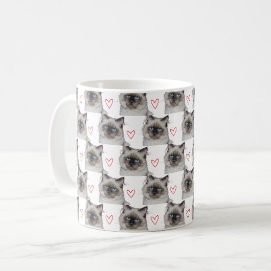 Dein Cat Kitten Pet Foto Custom Funny Heart Kaffeetasse (Vorderseite Links)