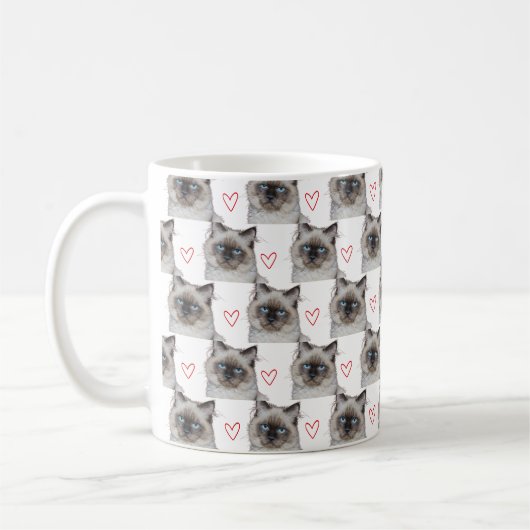 Dein Cat Kitten Pet Foto Custom Funny Heart Kaffeetasse (Links)