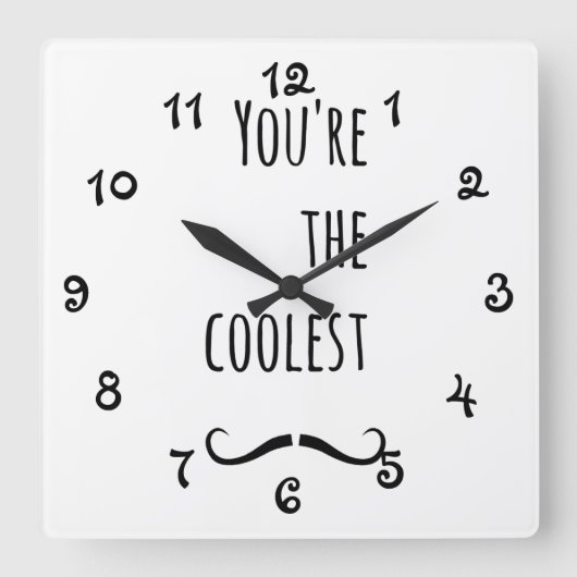 Dein Cooler Schnurrbart Quadratische Wanduhr (Vorderseite)