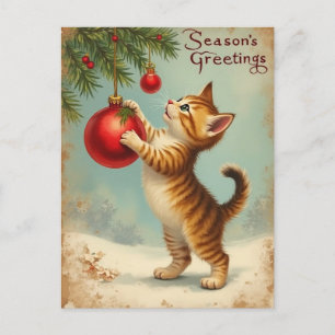 Dein eigener Text Weihnachtsgrüße-Kätzchen-Postkar Feiertagspostkarte