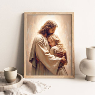 Dein Erlöser, Christliche Malerei, Jesus umarmend Poster