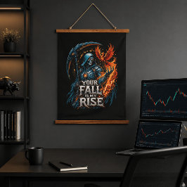 Dein Fall ist mein Aufstieg Reaper Trading Motivat Wandteppich Mit Holzrahmen