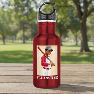 Dein Foto Baseball oder dein Sport Rot Edelstahlflasche