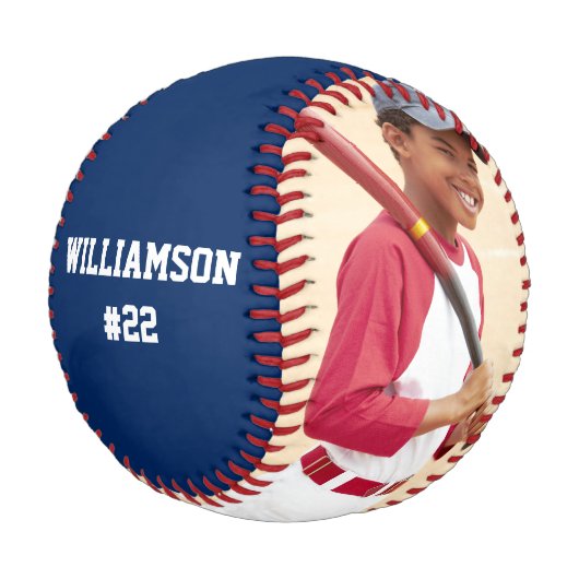Dein Foto, Dein Text Blau oder Farbe wählen Baseball (Schrägansicht)