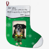 DEIN FOTO Grüne Schneeflocke Ich war gut Hund Xmas Großer Weihnachtsstrumpf (Vorderseite)