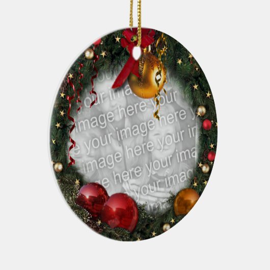 Dein Foto in einem Weihnachtskranz Keramik Ornament (Rechts)