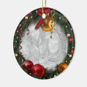 Dein Foto in einem Weihnachtskranz Keramik Ornament (Links)