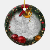 Dein Foto in einem Weihnachtskranz Keramik Ornament (Hinten)