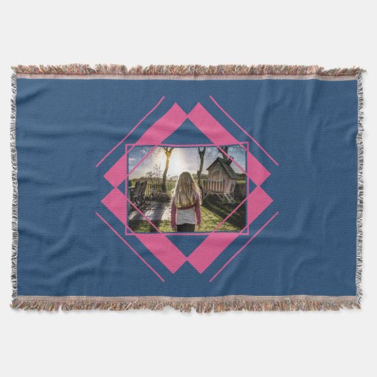 DEIN FOTO in Geometrischem Muster werfen Decke (Vorderseite)