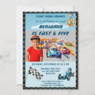 Dein Foto Jungen Auto Autorennen Thema 5. Geburtst Einladung