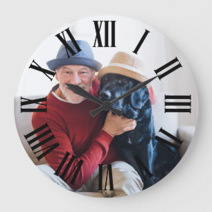 Dein Foto mit fetten römischen Ziffern Große Wanduhr