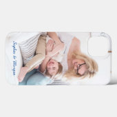 Dein Foto & Name(n) oder Nachricht in blauer Schri Case-Mate iPhone Hülle (Rückseite (Horizontal))
