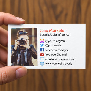 Dein Foto   Social Media Icons Youtube, Websites Visitenkarte
