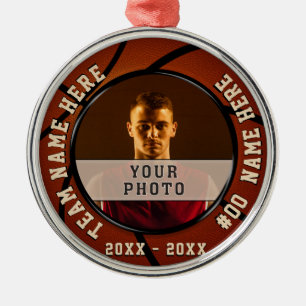 Dein FOTO und personalisierte Basketball-Ornamente Ornament Aus Metall