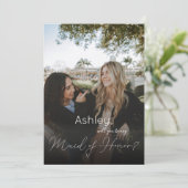 Dein Foto wirst du meine Trauzeugin sein? Rosa Einladung (Stehend Vorderseite)