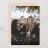 Dein Foto wirst du meine Trauzeugin sein? Rosa Einladung (Vorne/Hinten)