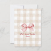 Dein Geschenk war total "Bow"-dacious Gingham-Schl Dankeskarte (Rückseite)