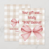 Dein Geschenk war total "Bow"-dacious Gingham-Schl Dankeskarte (Vorne/Hinten)