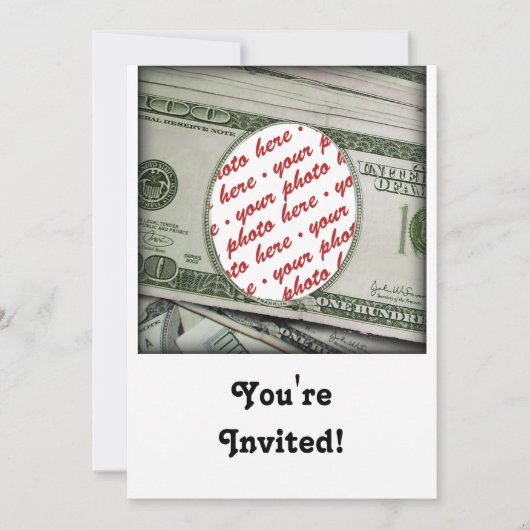 Dein Gesicht auf dem $100 Bill! Add-A-Foto Einladung (Vorderseite)