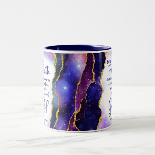 Dein Glaube sollte nicht in der Weisheit der Mensc Zweifarbige Tasse (Mittel)