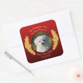 Dein Haustierfoto, Datum speichern, Goldene Blumen Quadratischer Aufkleber (Umschlag)