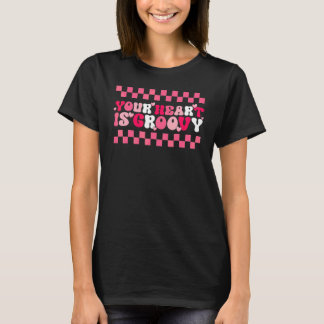 Dein Herz ist Groovy Pink Valentinstag-Grafik T-Shirt
