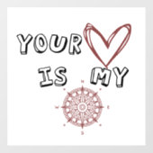 Dein Herz ist mein Kompass Fensteraufkleber (Blatt)