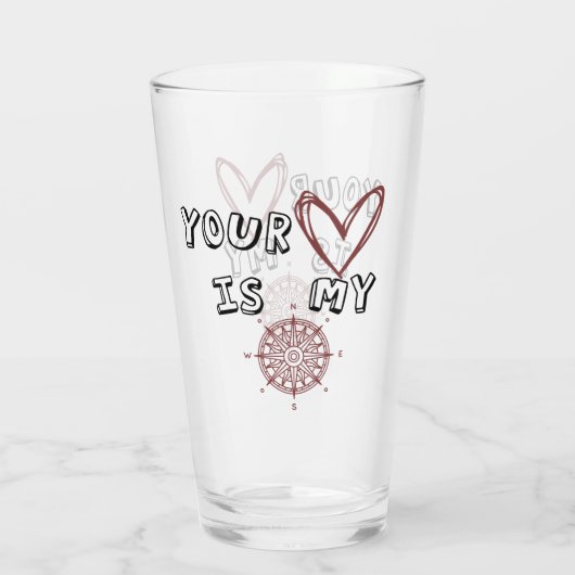 Dein Herz ist mein Kompass Glas (Rückseite)