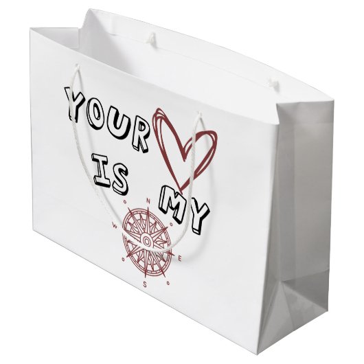 Dein Herz ist mein Kompass Große Geschenktüte (Rückseite Schrägansicht)