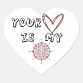 Dein Herz ist mein Kompass Herz-Aufkleber (Vorderseite)