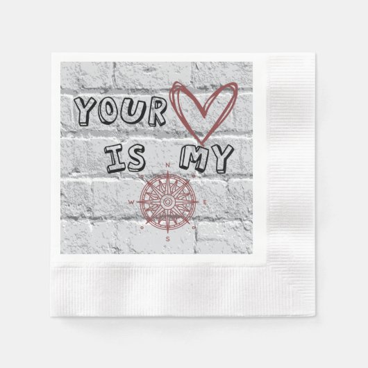Dein Herz ist mein Kompass Serviette (Vorderseite)