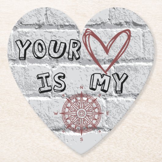 Dein Herz ist mein Kompass Untersetzer (Vorderseite)