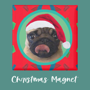 Dein Hunde-Foto - Füge unseren Weihnachtsmann-Hut Magnet