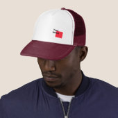 Dein Initialen-Monogramm Weiß + Bordeauxrot Truckerkappe (Beispiel)