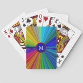 Dein initiales Monogramm Regenbogen-Kreis-Muster Spielkarten (Rückseite)