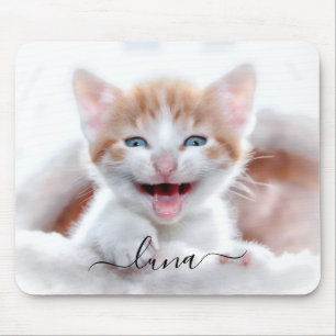 Dein Katzenfoto Name mit Schwüngen Mousepad