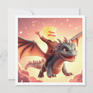 Dein Kind auf einem süßen Drachen fliegend, Drache Karte