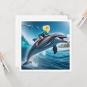 Dein Kind, das auf einem Delphin reitet, lege mein Karte (Vorderseite/Rückseite Beispiel)