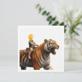 Dein Kind, das auf einem Tiger reitet, steckte mei Karte (Stehend Vorderseite)