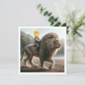 Dein Kind fährt einen Löwen, lege mein Gesicht in  Karte (Stehend Vorderseite)