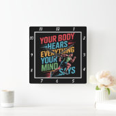 Dein Körper hört Mind sagt Runner Quadratische Wanduhr (Zuhause)
