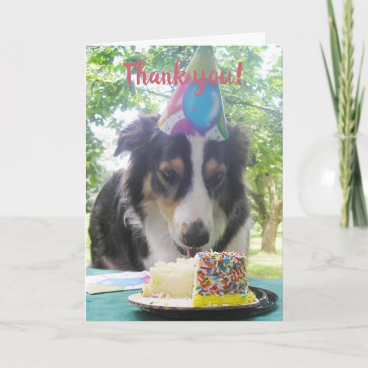 "Dein Kuchen haben und es auch essen!" Danke, Ca Dankeskarte (Vorderseite)