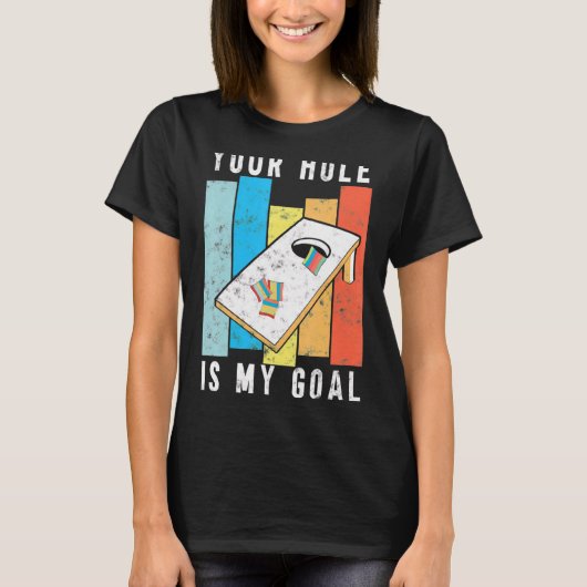 Dein Loch ist mein Retrostil Cornhole Bean Bag T-Shirt (Vorderseite)