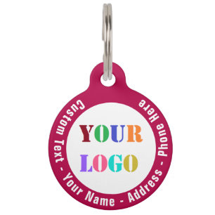 Dein Logo oder Foto und individueller Text Pet ID  Haustiermarke