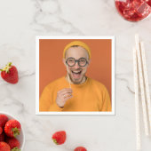Dein lustiges Selfie-Foto hochladen Serviette (Beispiel)