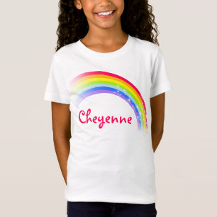 "Dein Name" (8 Buchstaben), oben auf der Regenboge T-Shirt